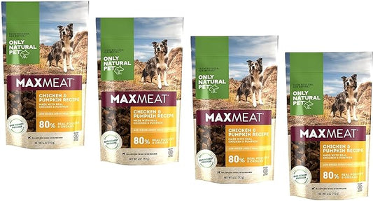 Only Natural Pet MaxMeat Holistic Air Dried Dry Dog Food Meal Topper - All Natural, High Protein, Grain Free and Limited Ingredient - Made with Real Meat - Chicken with Pumpkin & Parsley 4 oz