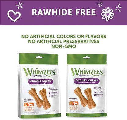 WHIMZEES by Wellness Rice Bone Natural Dog Dental Chews, Long Lasting Treats, Freshens Breath, For Dogs 25-60 lbs, 9 count