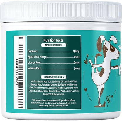 Allergy Relief Soft Chews for Dogs - Anti Itch Supplement - Apple Cider Vinegar, Licorice Root, Valerian Root, and Colostrum - Soft Chews for Skin & Seasonal Allergies - 120 Count