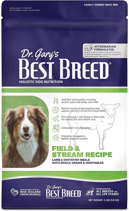 Best Breed Dr. Gary's Field & Stream Recipe, Slow-Cooked in USA, Natural Dry Dog Food for All Breeds and Sizes, 4lbs.