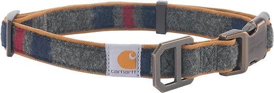 Carhartt Nylon Duck Dog Collar, Fully Adjustable Durable 2-Ply Cordura Nylon Canvas Collars for Dogs, Blanket Stripe, Large