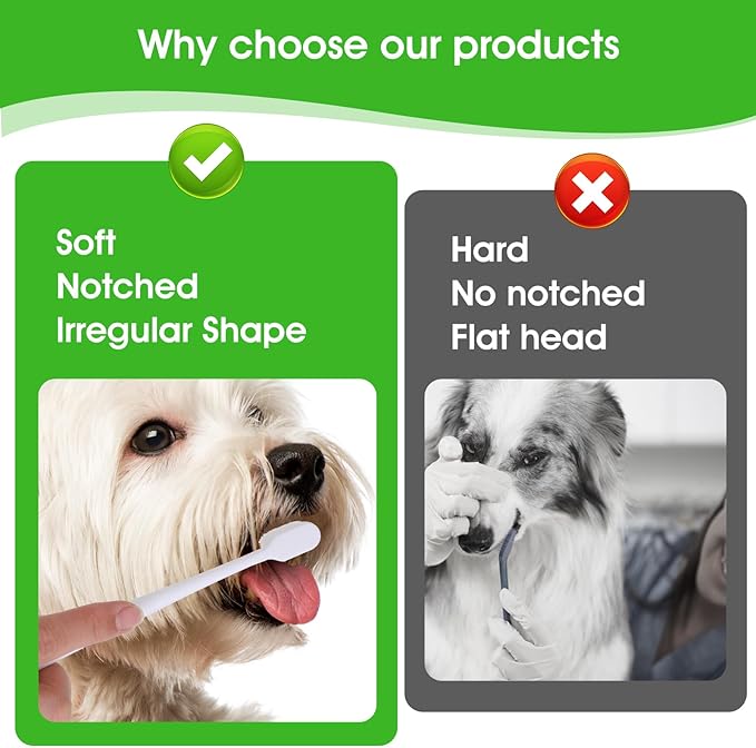 Dog Toothbrush, 4 Pcs Soft Dog Tooth Brushing Kit, Puppy Toothbrush Long Handle Pet Toothbrush Universal for Pet Dogs Teeth Cleaning and Oral Care Dental Hygiene Convenient (Black, White)