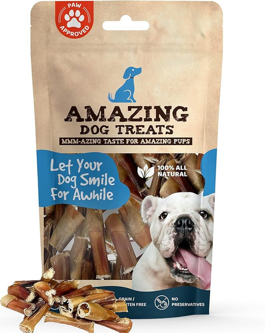 Amazing Dog Treats - Bully Stick Bites (1 Lb. Bag) Premium Dog Chews - Easily Digestible Bully Stick Dog Treat - 100% Beef Bully Bones