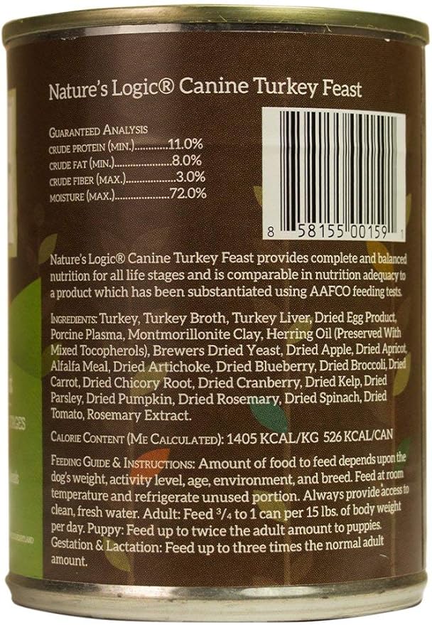Natures Logic NL00159 Grain-Free Turkey Feast Wet Dog Food, One Size