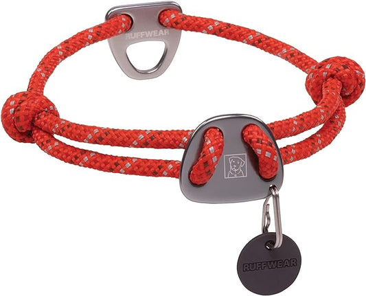 Ruffwear, Knot-a-Collar Dog Collar, Climbing Rope Collar for Everyday Use, Red Sumac, 14"-20"