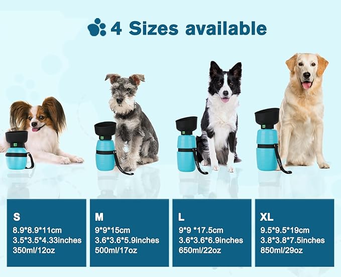 Pecute Portable Dog Water Bottle, 2 in 1 Cat Dog Travel Water Bottle Bowl Leakproof with Double Seal, BPA FREE, Lightweight, Pet Small Animal Water Bottel Dispenser for Outdoor Walking Hiking Travels