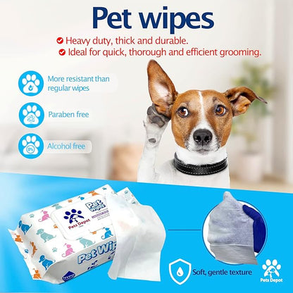 100 Gentle Puppy Wipes for Butt and Paws - Hypoallergenic, Easy to Use for Dog and Cat Cleaning and Deodorizing - Wet Grooming Wipes to Sanitize your Pet's Toys