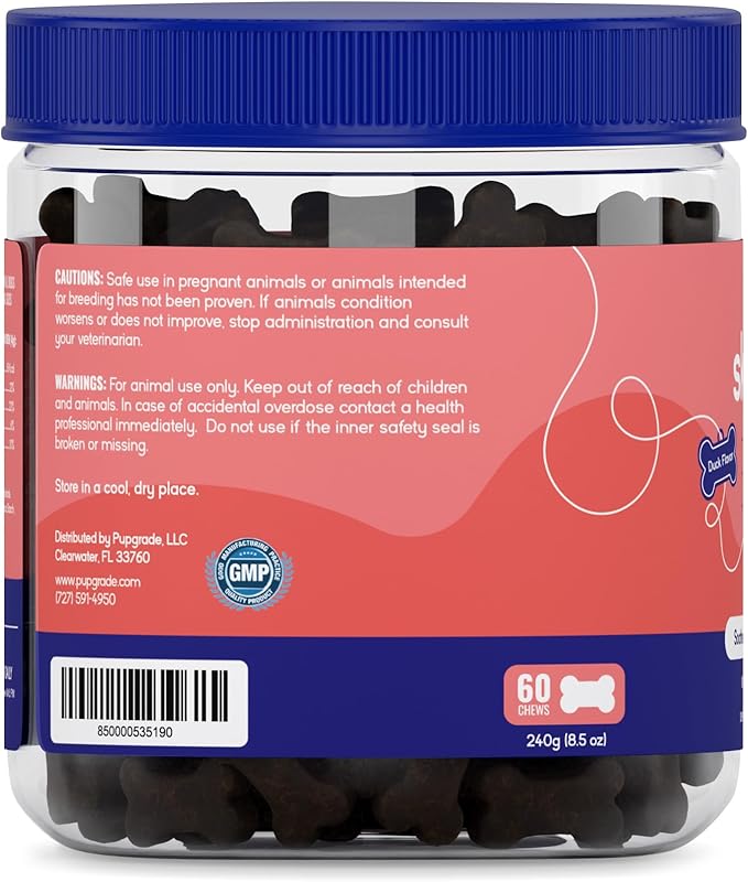 PupGrade Skin & Coat Chews - Omega-3 Coat + Shed Care + Allergy Defense - Soft, Chewable Supplement with Natural Fish Oils for Dogs - No Wheat, Corn, or Grains - Meat Flavored - 60 Soft Chews