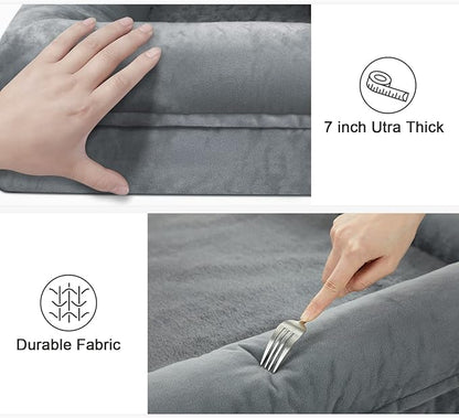 Medium Dog Bed, Dark Grey Orthopedic Dog Bed, Washable Dog Bed with [Removable Bolster], Waterproof Dog Bed with Nonskid Bottom, Doggy Bed, Dog Beds for Medium Dog Bed