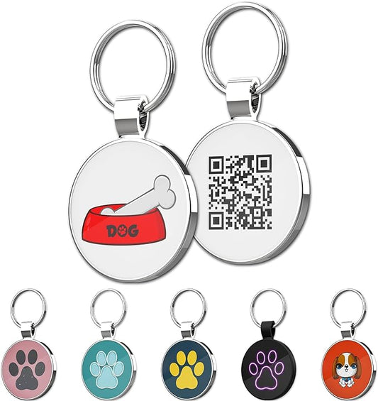 MYLUCKYTAG QR Code Pet ID Tags Dog Tags - Pet Online Profile - Scan QR Receive Instant Pet Location Alert Email