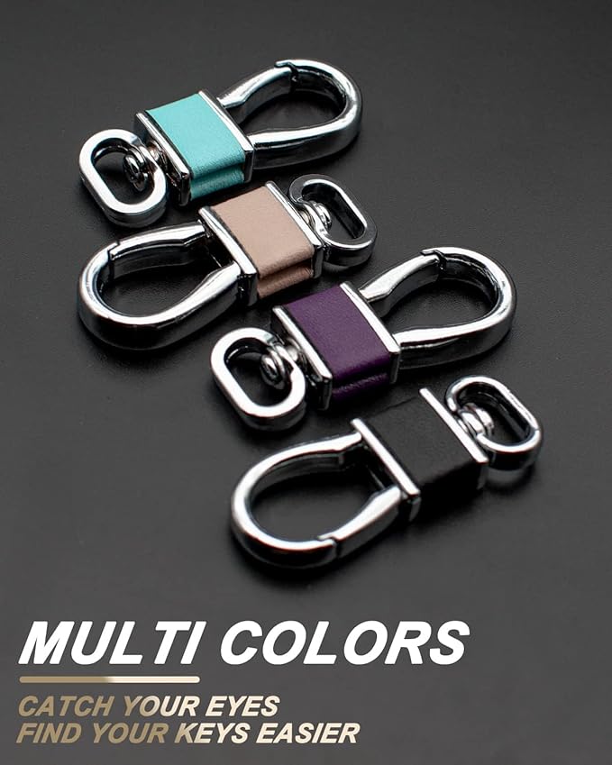 FEYOUN 4 Pack Metal Carabiner Keychain Key Clip Hook, 4 Key Rings Car Key Chain Clips Ring Holder Organizer for Men and Women, Car Accessories, Multi Color