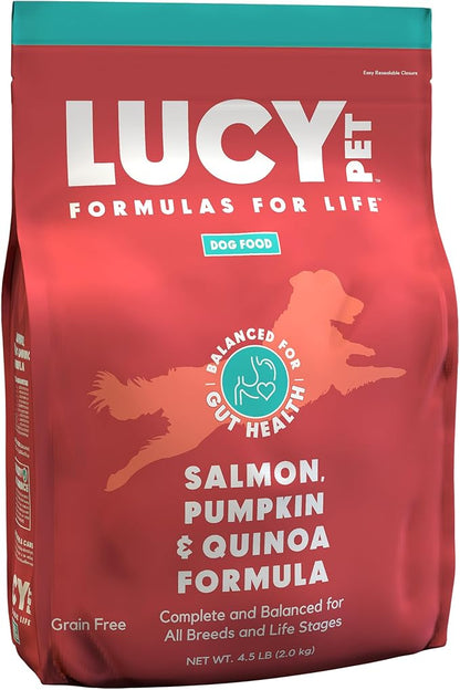 Lucy Pet Formulas for Life Salmon, Pumpkin, & Quinoa Dry Dog Food, All Life Stages, Digestive Health, Sensitive Stomach & Skin, 4.5lb bag