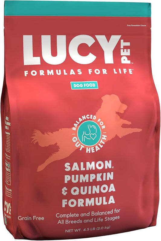 Lucy Pet Formulas for Life Salmon, Pumpkin, & Quinoa Dry Dog Food, All Life Stages, Digestive Health, Sensitive Stomach & Skin, 4.5lb bag