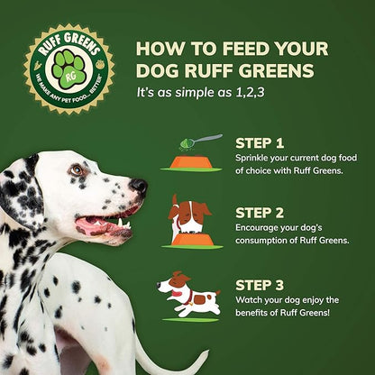 Ruff Greens - Hip & Joint Supplement for Dogs - Probiotics Digestive Enzymes Powder for Mobility Support, Essential Vitamins & Minerals, 13.8 ounce