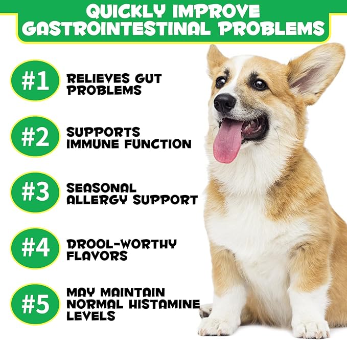 Probiotics for Dogs,Dog Probiotics for Dogs Digestive Enzymes, Gut Health,Itchy Skin, Allergies, Yeast Balance,Immune System and Overall Health Supports,120 Soft Chews,Perking Duck Flavor