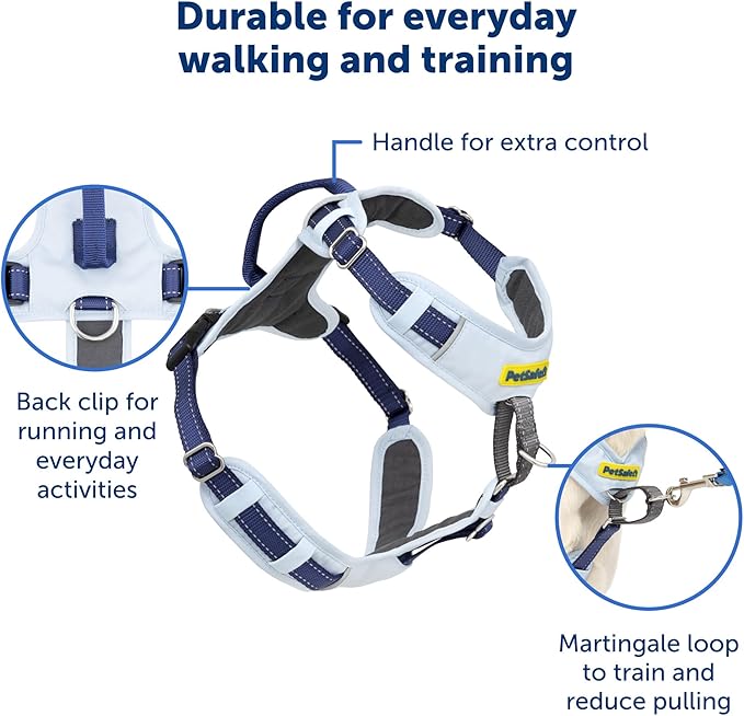 PetSafe Easy Walk Comfort No-Pull Dog Harness Full-Body Padding - Better Walks on The First Use - 5 Points of Adjustment Small/Medium, Blue