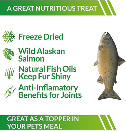 LIFE ESSENTIALS BY CAT-MAN-DOO All Natural Freeze Dried Wild Alaskan Salmon Crunchies Treats for Dogs - Single Ingredient Grain Free Snack with No Additives or Preservatives, 5 Ounce Bag
