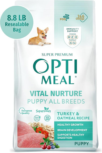 OPtimeal Natural Dog Food for Puppies - Proudly Ukrainian - Delicious Dry Puppy Food Recipe, Puppy Dog Food for Healthy Growth and Development8.8 lbsTurkey & Oatmeal