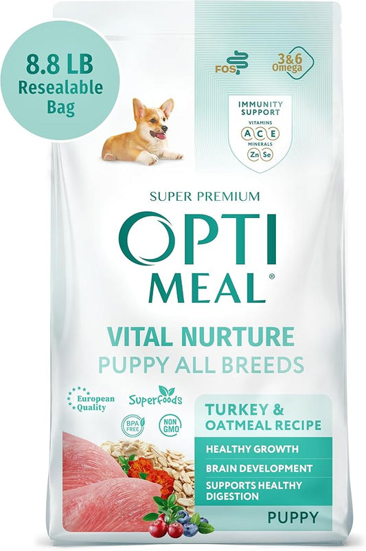 OPtimeal Natural Dog Food for Puppies - Proudly Ukrainian - Delicious Dry Puppy Food Recipe, Puppy Dog Food for Healthy Growth and Development8.8 lbsTurkey & Oatmeal