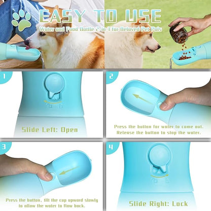 Travel Dog Water Bottles, Portable Dog Essentials for Outdoor, Trendy Dog Accessories for Small Medium Large Dogs, Food Grade Dog Water Bowl Dispenser, Gifts for Dog (19Oz, Blue&Green)