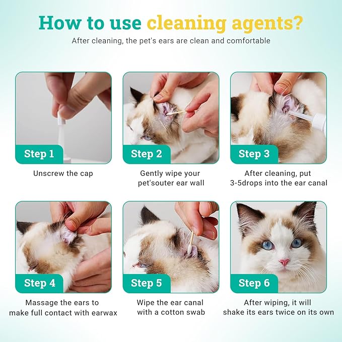 Dog Ear Cleaner, Removal Ear Powder for Pets Dog Ear Yeast Infection Treatment for Puppy Cats Dogs Cleans & Remove Odors