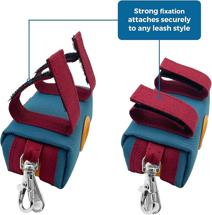 Dog Poop Bag Holder Zippered Pouch, Portable Dog Poop Bag Dispenser with 1 Metal Clip, Fashion Color Matching Canvas Waste Bag Holder for Leashes