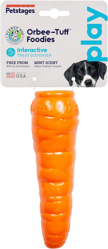 Outward Hound Foodies Carrot Treat-Dispensing Dog Chew Toy, Orange