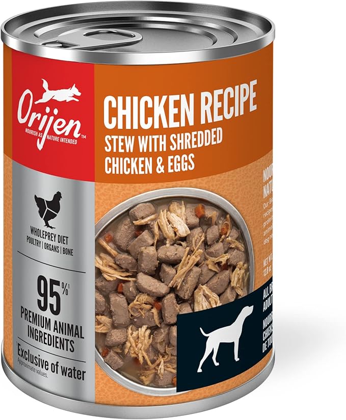 ORIJEN Chicken Recipe Stew with Shredded Chicken and Eggs Wet Dog Food, WholePrey Ingredients, 12.8oz (Case of 12)