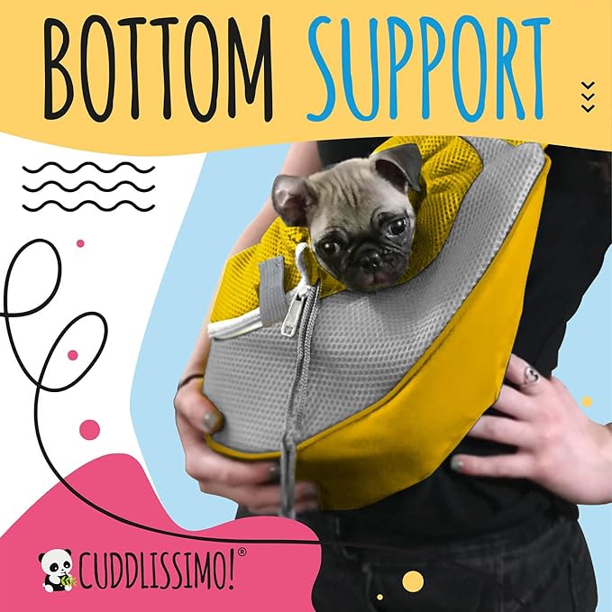 Pet Sling Carrier - Small Dog Puppy Cat Carrying Bag Purse Pouch - For Pooch Doggy Doggie Yorkie Chihuahua Baby Papoose Bjorn - Hiking Travel Front Backpack Holder Pack To Wear (Yellow-L)