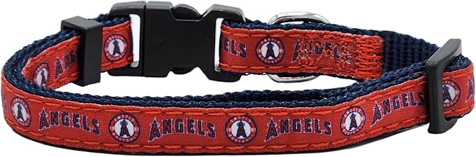 MLB CAT Collar Los Angeles Angels Satin Cat Collar Baseball Team Collar for Dogs & Cats. A Shiny & Colorful Cat Collar with Ringing Bell Pendant