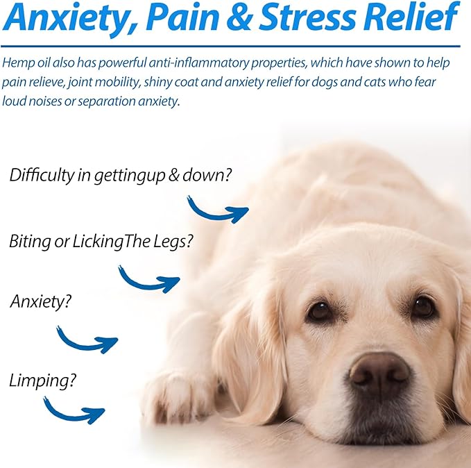 Oil for Dogs 120ML,Organic Pet Oil for Pain,Skin,Arthritis Pain,Pain Relief,Calming,Omega 3,6,9 for Dog Emotions, Dog Barking & Dog Joints,Supports & Maintains Healthy Joints (2 Pack, Blue)
