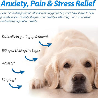 Oil for Dogs 120ML,Organic Pet Oil for Pain,Skin,Arthritis Pain,Pain Relief,Calming,Omega 3,6,9 for Dog Emotions, Dog Barking & Dog Joints,Supports & Maintains Healthy Joints (2 Pack, Blue)