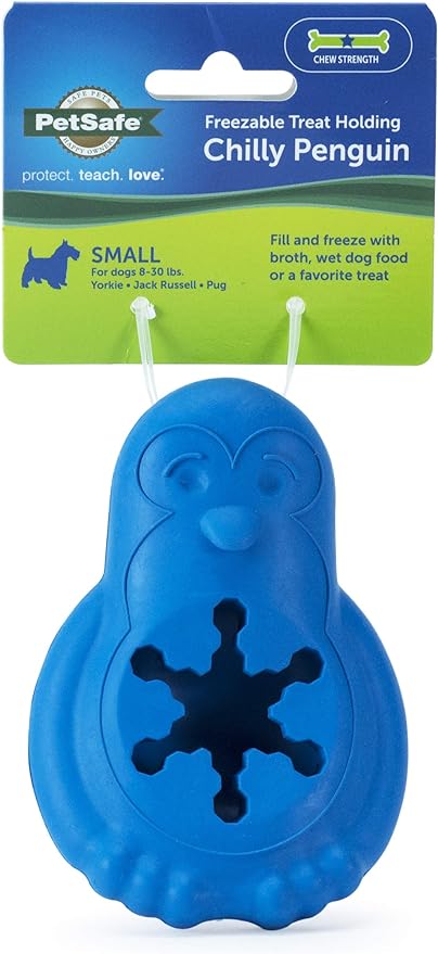 PetSafe Chilly Penguin - Freezable Dog Toy for Small Dogs - Fill and Freeze - Frozen Dog Toy to Fill With Treats - French Vanilla Scented - Interactive Pet Puzzle for Boredom/Separation Anxiety, Small