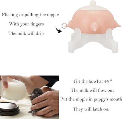Puppy Feeder Puppy Milk Feeder Puppy Nursing Station Puppy feeders for Multiple Puppies Puppy Milk replacer Doggie Bubble Dongdong pet (S size bowl (Kitten/Toy Puppy), Pink)