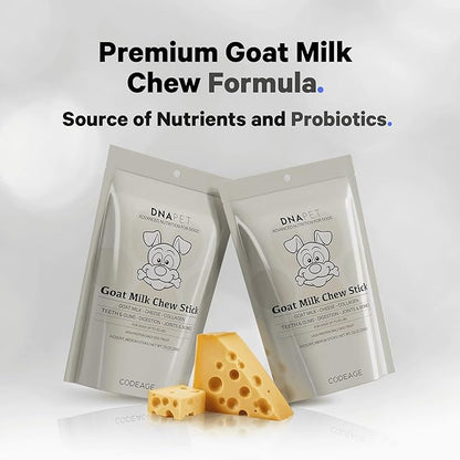 Goat Milk Chew Sticks for Dogs Supplement - High Protein, Collagen, Calcium, Cheese Probiotic Treats for Oral Health, Digestive Support, Bone & Joint Care - Small Dogs Up to 20 Lbs - 3-Count