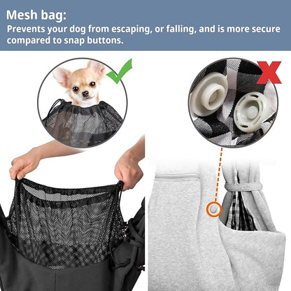 CUBY Dog and Cat Sling Carrier - Small Dog Carrier Sling with Adjust Strap & Zip Pocket, Hands Free Soft Dog Slings for Small Dogs Cats Puppy Pets Outdoor Travel Safety Purse Bag (Black)
