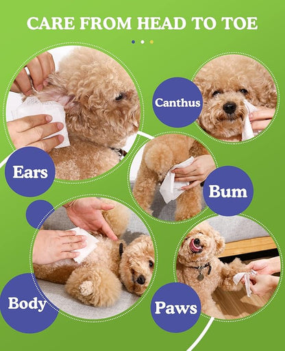 Dog Wipes for Paws and Butt, Pet Wipes for Dog Cat, Unscented Hypoallergenic Thick Dog Grooming Wipes for Cleaning Deodorizing, Puppy Wipes for Face Eye Ears Body Bath, 1Pack/100 Count