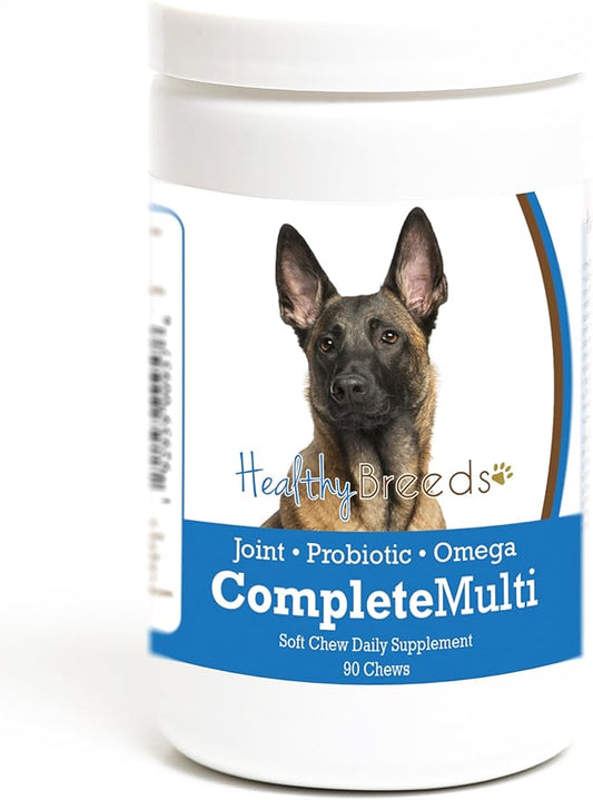 Healthy Breeds Belgian Malinois All in One Multivitamin - Complete with Probiotics, Glucosamine, Chondroitin & Omegas - 90 Soft Chewy Treats