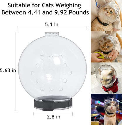 Cat Muzzle Cat Transparent Muzzle M Size, Breathable Cat Hood, Adjustable Kitten Astronaut Helmet Prevent from Cats Biting Chewing Grooming, Cat Ball Mask for Aggressive Cat