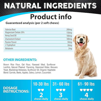 FURALAND Hemp Calming Chews for Dogs - Dog Calming Chews - Anxiety Relief Treats - Dog Calming Treats - Hemp Oil - Sleep Calming Aid - Advanced Calming Health Joint Support Supplement - Made in USA