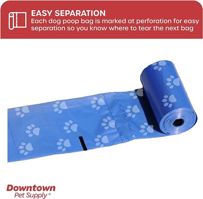 Downtown Pet Supply Dog Poop Bags (2200 CT - Rainbow Paw Print Bags & 2 Dispensers) Waste Bag Dispenser Clips to Dog Leashes Bags & Dog Harnesses- Poop Scoop Bags are Leak-Proof Bags & Unscented