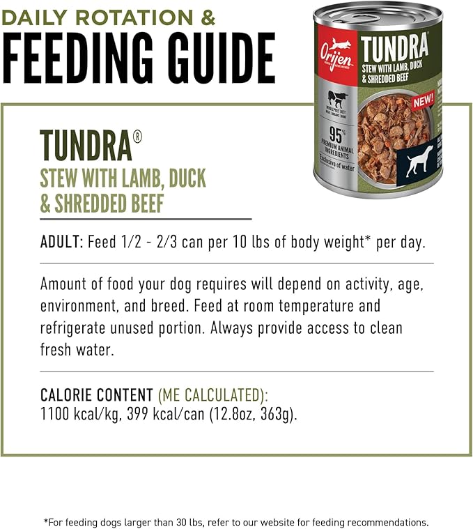 ORIJEN Tundra Stew Wet Dog Food, WholePrey Ingredients, 12.8oz (Case of 12)