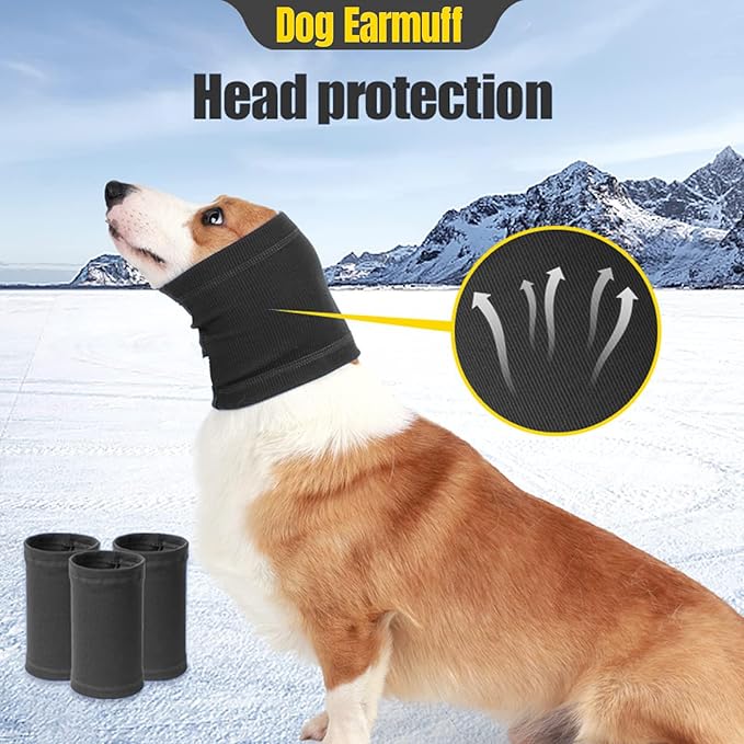 Quiet Ears for Dog, Dog Ear Muffs for Noise Protection,Knitted Dog Winter Hats, Dog Calming Hoodie, Pet Cats and Dogs Grooming Bathing Calming Drying Ear Muffs (Grey, S)