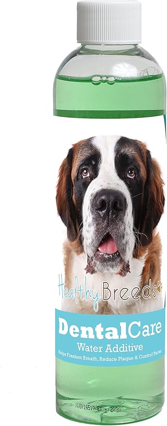 Healthy Breeds Dog Dental Care Water Additive for Saint Bernard - Helps Freshen Breath, Reduce Plaque & Control Tartar - Mint Flavor - 8 oz