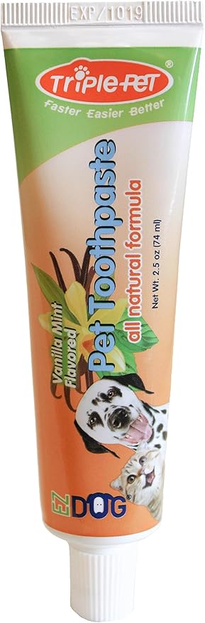 EZDOG Toothpaste for Dogs | Dental Care for Dogs for Fresh Breath | Dogs Love the Taste of this Natural Dog Toothpaste | Delicious Vanilla Mint Dog Toothpaste