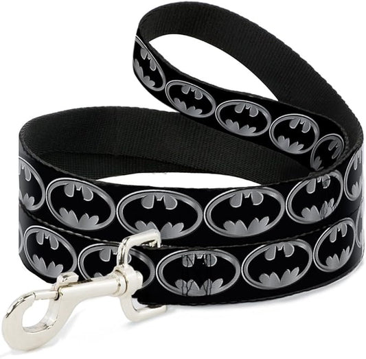 Buckle-Down Dog Leash Batman Shield Black Silver 4 Feet Long 1.0 Inch Wide, Multi Color (DL-WBM002)