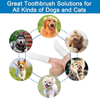 Dog Toothbrush Cat Toothbrushes-Two Fingers Toothbrushes for Dog Cats Teeth Cleaning, Washable&Comfortable&Durable, 1 Set for Two Fingers, Includes 4 Sets White