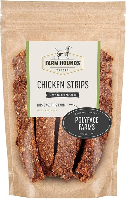 Farm Hounds Premium Natural Chicken Treats for Dogs, 100% Made from Humanely-Raised Chickens, Dehydrated Chicken Jerky Treats, Dog Training Supplies, Healthy Delicious Dog Strips, Made in USA, 2-Pack