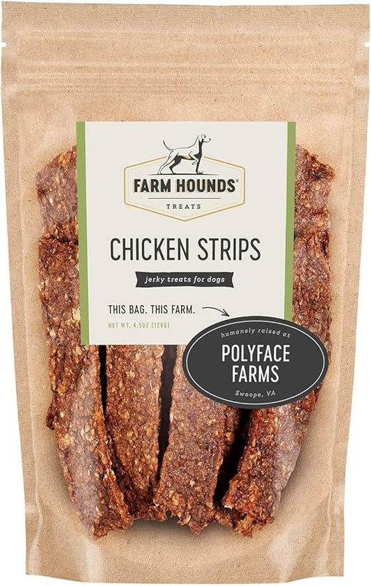 Farm Hounds Premium Natural Chicken Treats for Dogs, 100% Made from Humanely-Raised Chickens, Dehydrated Chicken Jerky Treats, Dog Training Supplies, Healthy Delicious Dog Strips, Made in USA, 2-Pack