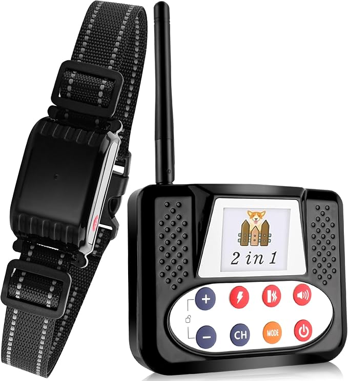 Wireless Dog Fence with Remote Training collar, Portable Dog Containment System with 2.4GHZ Signal, Dog Training & Behavior Aids for Medium Large Dogs